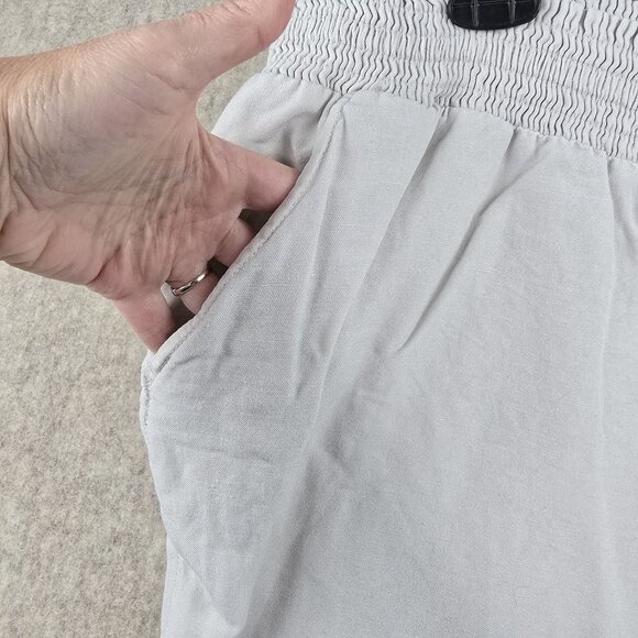 Lane Bryant Elastic-Waist Cotton Linen Wide-Leg Pants Size 26/28 Cream color - Picture 4 of 8